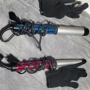 2in. and 1 1/2in. Bedhead curling wands w/ gloves